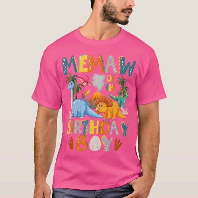 Camiseta Memaw De La Parte De Cumpleaños Del Niño T-Rex Din (Anverso)