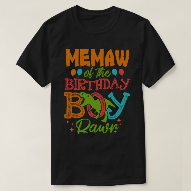 Camiseta MEMAW Del Niño De Cumpleaños Rawr Dinosaur (Diseño del anverso)