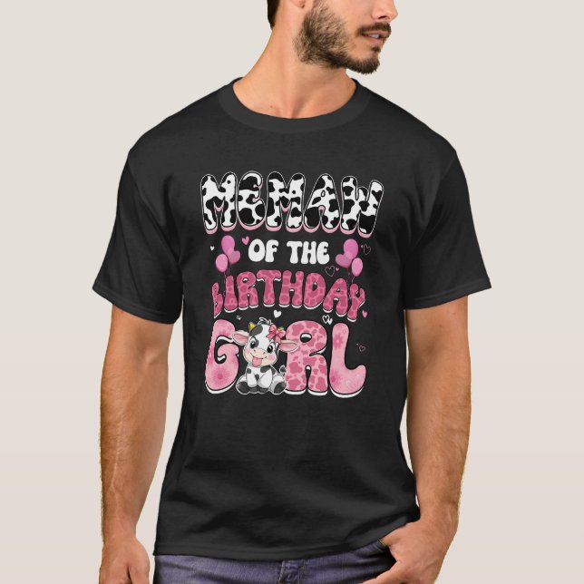 Camiseta Memaw Of Birthday Chica Cow Farm Family 1er Bir (Anverso)