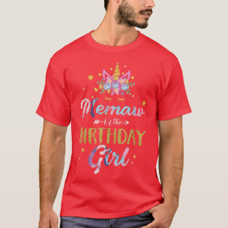 Camiseta Memaw Of Birthday Chica Mother Gifts Unicorn Bi