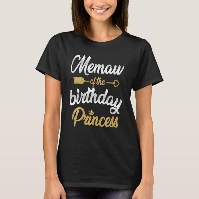 Camiseta Memaw Of Birthday Princess Chica Fiesta Family M (Anverso)