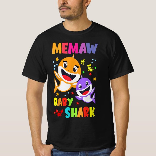 Camiseta Memaw Of The Baby Shark Birthday Memaw Shark (Anverso)