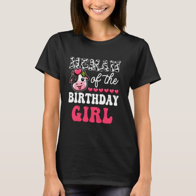 Camiseta Memaw of the Birthday Chica Funny Cow Family Match (Anverso)