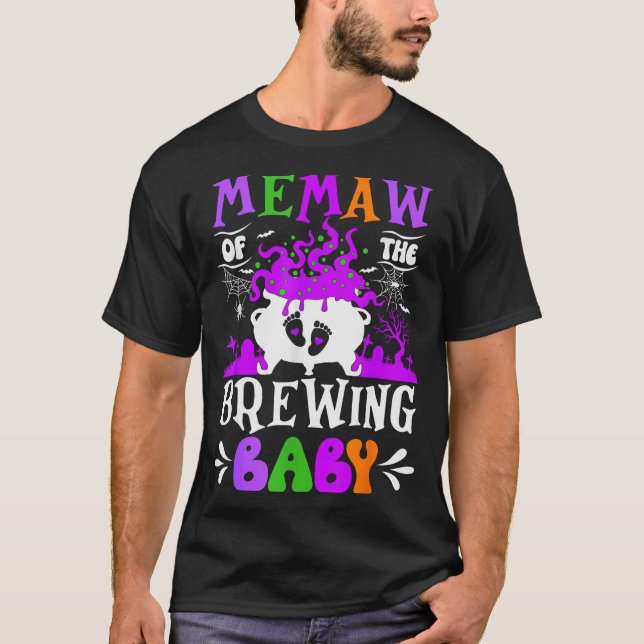 Camiseta Memaw Of The Brewing Baby Grandma To Be Halloween  (Anverso)