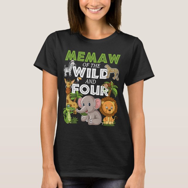 Camiseta Memaw of the Wild Four Zoo Birthday Safari Jungle (Anverso)