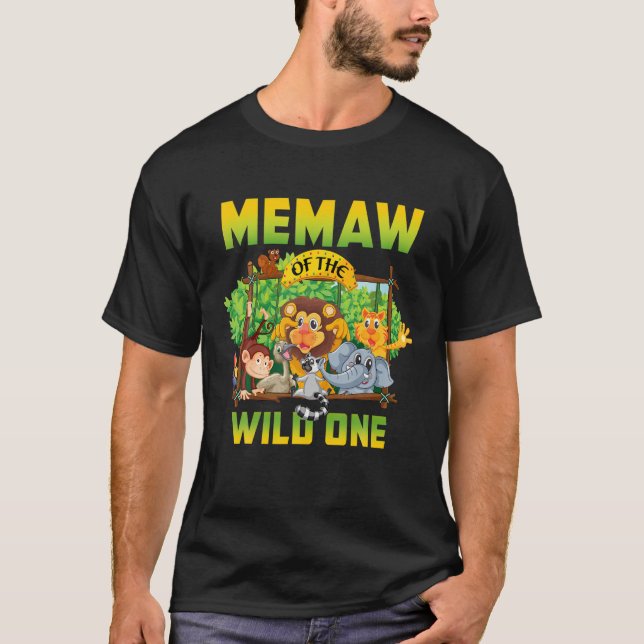 Camiseta Memaw Of The Wild One Zoo Birthday Safari Jungle A (Anverso)