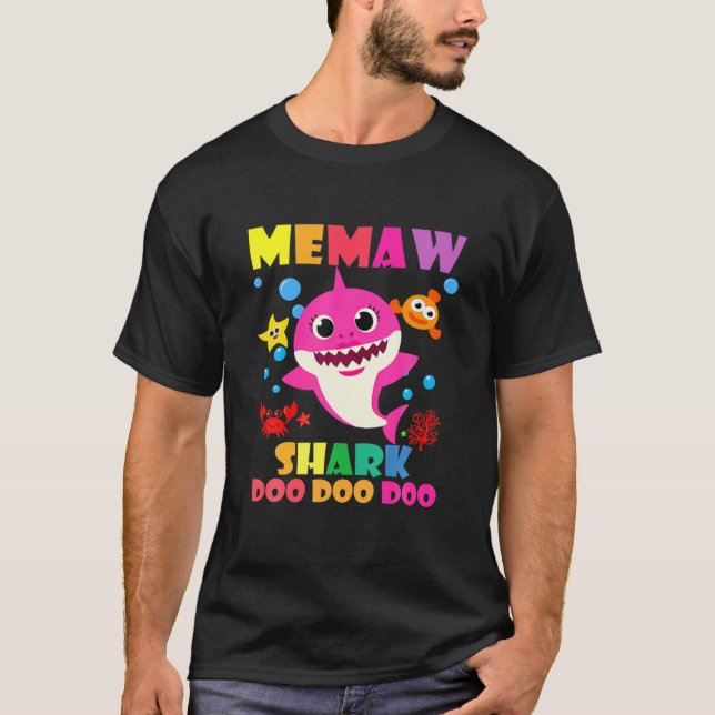 Camiseta Memaw Shark Doo Doo Funny Baby Mamá Papi Niños (Anverso)