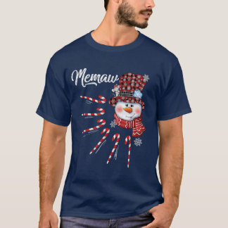 Camiseta Memaw Snowman Candy Cane Christmas Red Plaid Hat 7