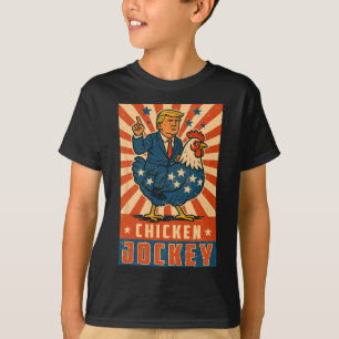 Camiseta Meme 10 divertido de Trump con jockey sobre pollo