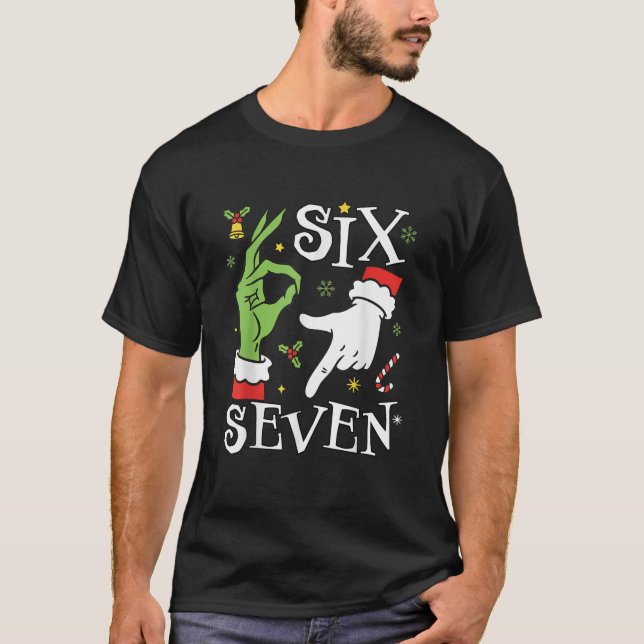 Camiseta Meme 67 Kids Slang Six Seven Christmas Hand Sign (Anverso)