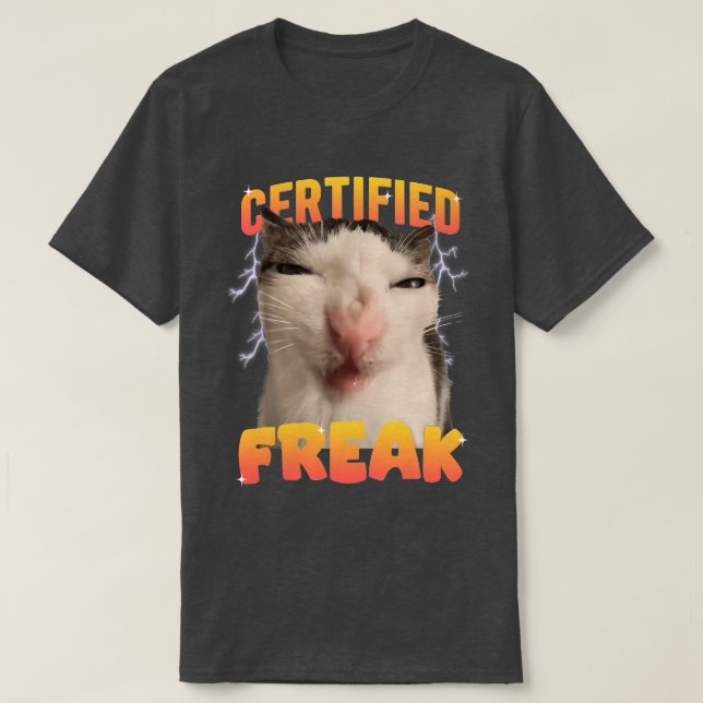 Camiseta Meme Cat Certified Freak Eat Cement maldice divers (Diseño del anverso)