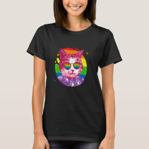 Camiseta Meme Cat Gafas de sol arcoiris Lgbt Orgullo Amor