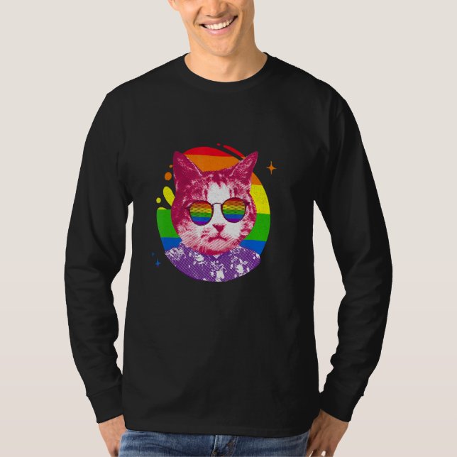 Camiseta Meme Cat Gafas de sol arcoiris Lgbt Orgullo Amor (Anverso)