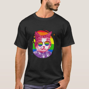 Camiseta Meme Cat Gafas de sol arcoiris Lgbt Orgullo Amor