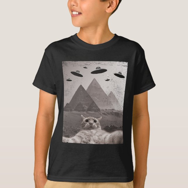 Camiseta Meme Cat Ufo - Gracioso Selfie Cat Con Ufos (Anverso)