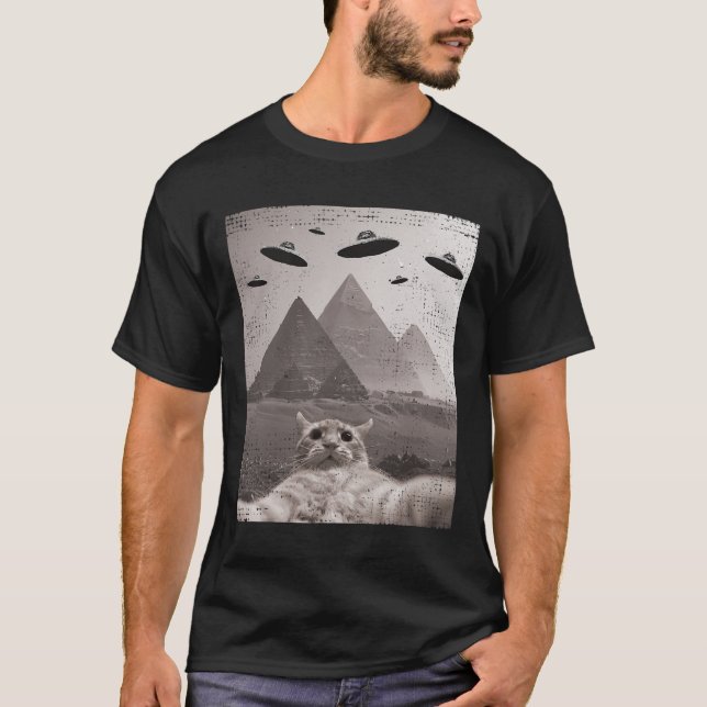 Camiseta Meme Cat Ufo - Gracioso Selfie Cat Con Ufos (Anverso)