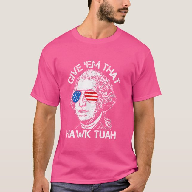 Camiseta Meme de 4 de julio de Hawk Tuah Funny 2024 (Anverso)