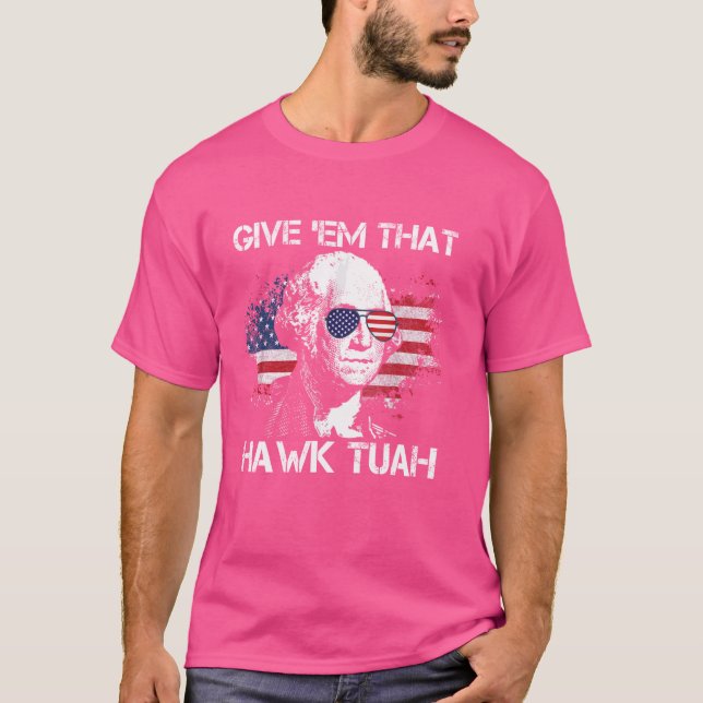 Camiseta Meme de 4 de julio de Hawk Tuah Funny 2024 (Anverso)