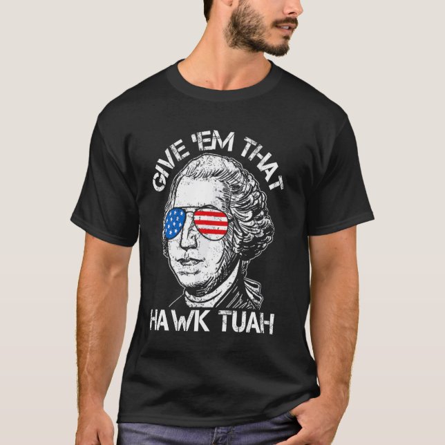 Camiseta Meme de 4 de julio de Hawk Tuah Funny 2024 (Anverso)