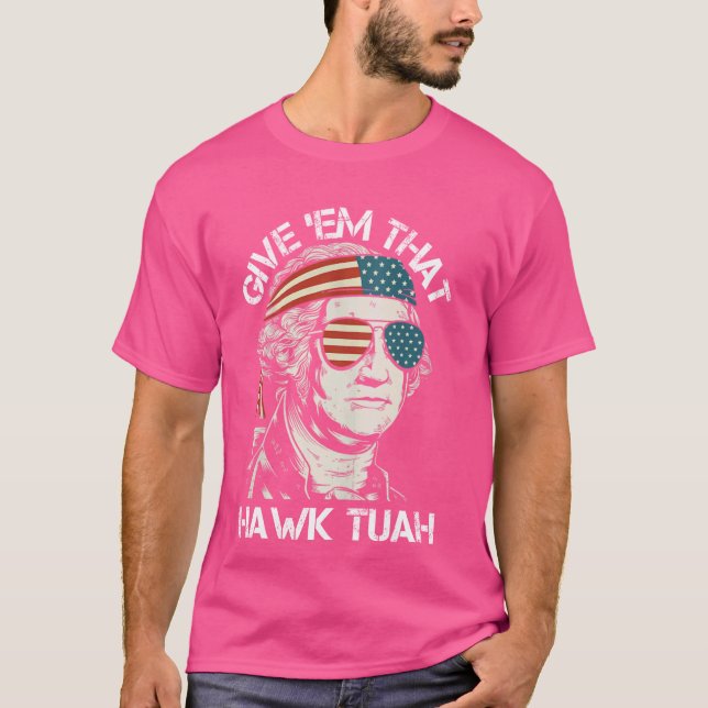 Camiseta Meme de 4 de julio de Hawk Tuah Funny 2024 (Anverso)