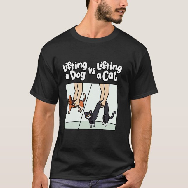 Camiseta Meme de animal lindo levantando un perro vs. levan (Anverso)