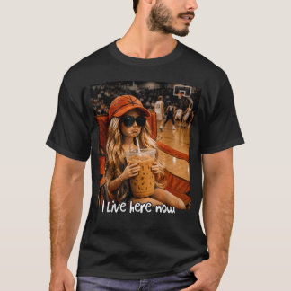 Camiseta Meme de Baloncesto Vivo Aquí Ahora Día de Partido 