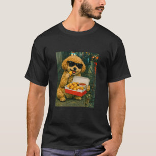 Camiseta Meme de Caniche Toy Comiendo Nugget de Pollo Urban