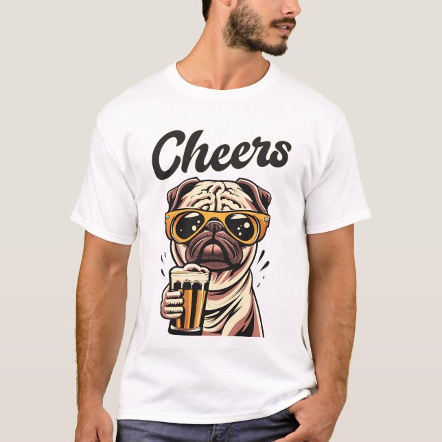 Camiseta Meme de cerveza de bebida de Pug (Anverso)