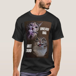 Camiseta Meme de Dream big fart loud cat