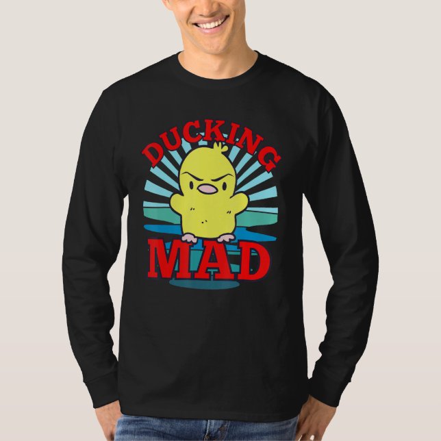 Camiseta Meme De Duck Mad Duck Con Sunset Retro Azul (Anverso)