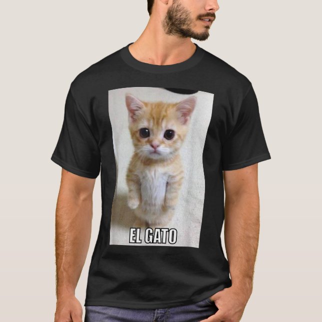 Camiseta Meme de El Gato Triste Llorando El Gato Munchkin K (Anverso)