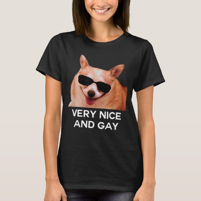 Camiseta Meme De Gafas De Perro Muy Bonito Y Gay (Anverso)