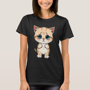 Camiseta Meme de Gatito Triste Gato de Pie Amante de Gatos 