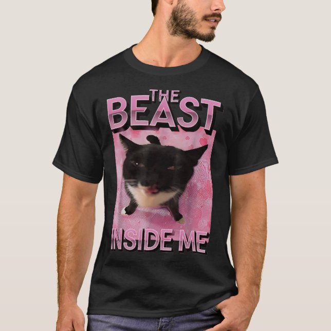 Camiseta Meme de Gato Bestia Interior (Anverso)