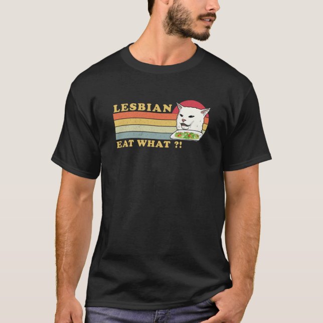 Camiseta meme de gato de contrabando lesbiana come qué (Anverso)