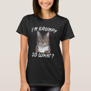 Camiseta Meme de gato enojado que soy gruñón y qué
