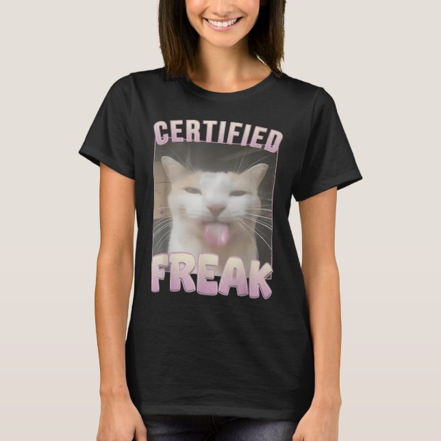 Camiseta Meme de gato falso certificado Memes ofensivos Gra (Anverso)