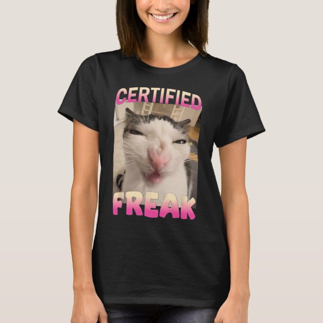 Camiseta Meme de gato falso certificado Memes ofensivos Gra (Anverso)