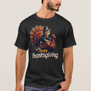 Camiseta Meme de gato "Feliz Día de Acción de Gracias" de P