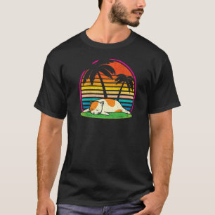 Camiseta Meme de gato flojo retro estilo años 80 atardecer