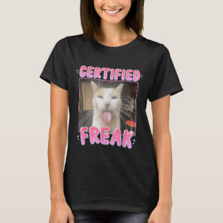 Camiseta Meme de gato Freak certificado gatos sarcásticos t