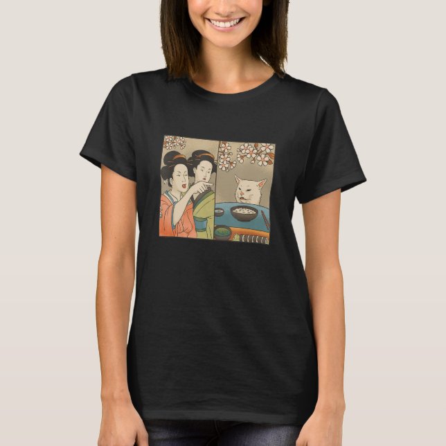 Camiseta Meme de gato japonés gritando mal (Anverso)