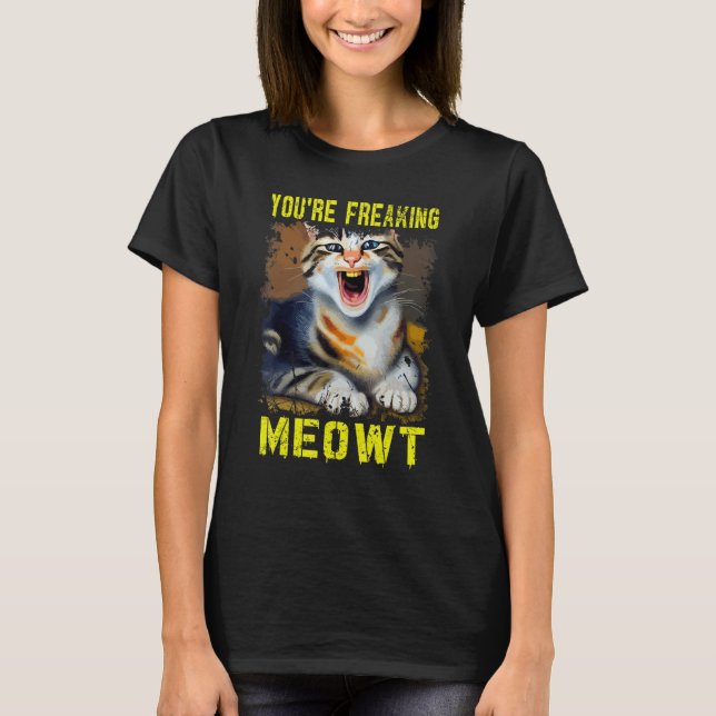 Camiseta Meme de gato Meow Pun estás congelando el gato 2 (Anverso)