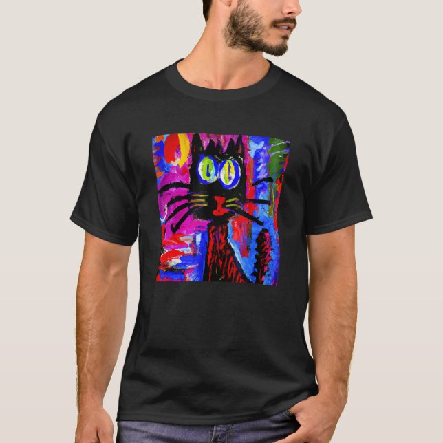 Camiseta Meme de gato negro gatito ingenioso (Anverso)