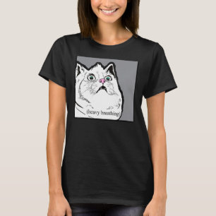 Camiseta Meme de gato para respirar fuerte, animal gordo