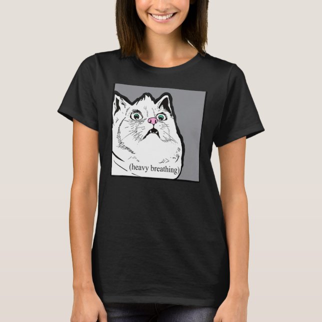 Camiseta Meme de gato para respirar fuerte, animal gordo (Anverso)