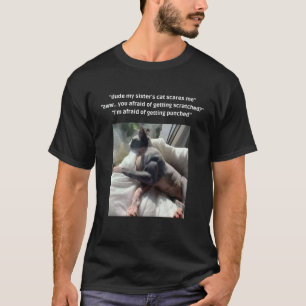 Camiseta Meme de gato que me da miedo que me den un puñetaz