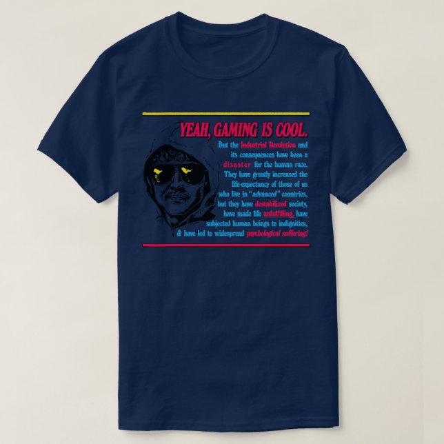 Camiseta Meme de juego de manifiesto de Unabomber (Diseño del anverso)