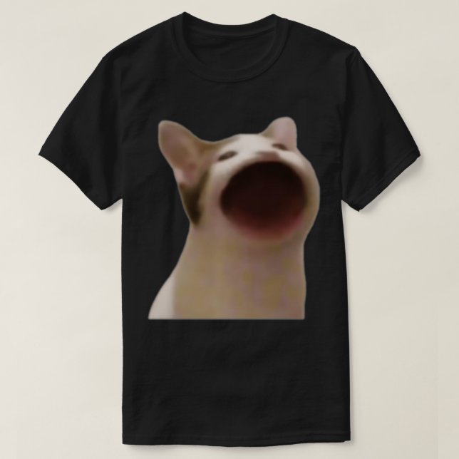 Camiseta Meme de la boca ancha que pega meme canto gato M (Diseño del anverso)