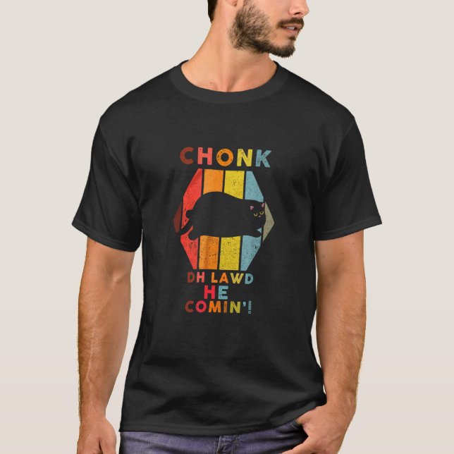 Camiseta Meme de la escala del gato Chonk estilo retro de g (Anverso)